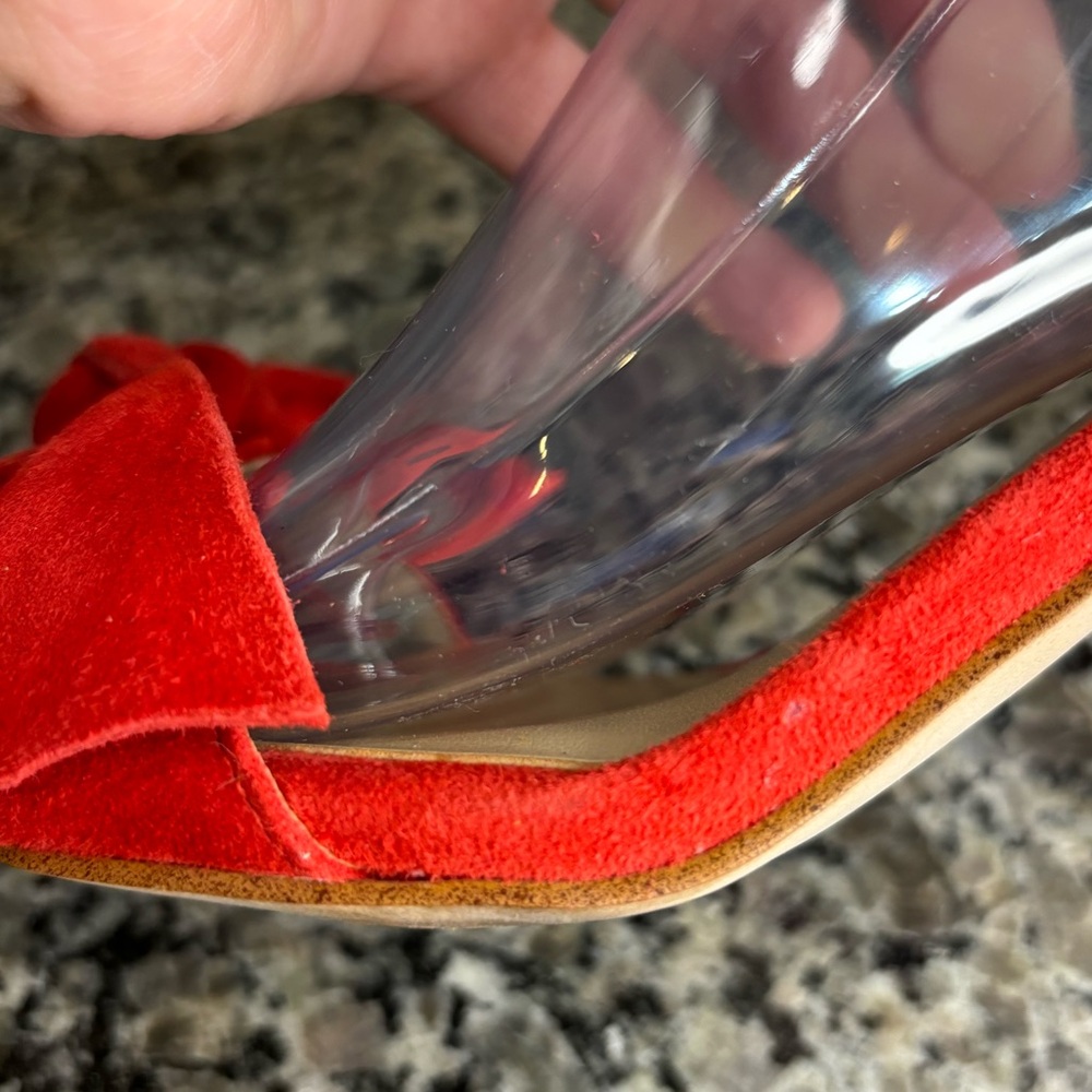 Ann Taylor Red Suede Ankle Strap Heeled Sandals Size 6.5 - Picture 7 of 11